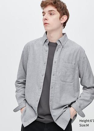 Серая вельветовая рубашка uniqlo, 100% хлопок
