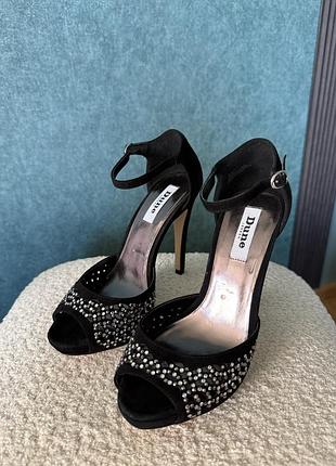 Босоніжки dune london зі стразами, вечірні, high heels 38