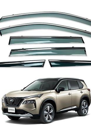 Д/в nissan x-trail / rogue t33 2021+ 6шт.нерж. з хром полоскою (hawk)