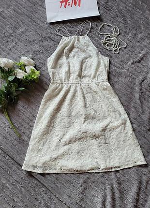 Кремовое платье h&amp;m из кружева