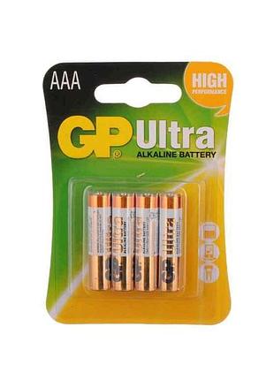 Батарейка gp 24au-u4 ultra alkaline lr03, ааa, (4шт) тм gp