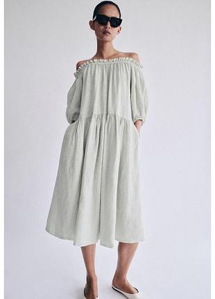 Сукня середньої довжини зі 100% льону zw collection