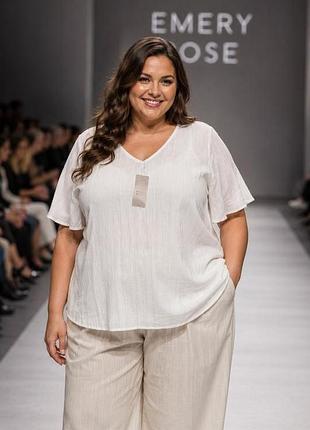 Блуза жіноча emery rose біла, розмір 5xl, поліестер/віскоза/еластан нова