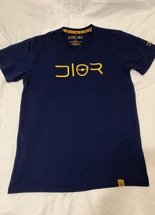 Спортивная футболка dior navy gold logo. розмір s.