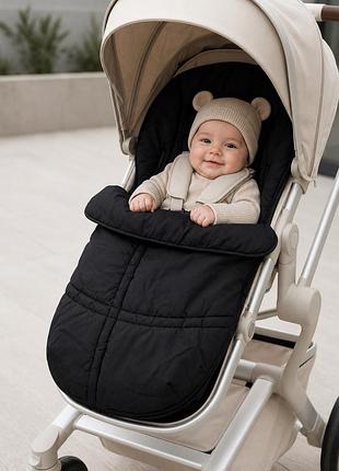 Утеплений чохол-конверт mothercare в коляску чорний / футмуф