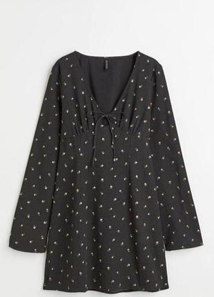 Жіноча чорна сукня міні з квітковим принтом h&m