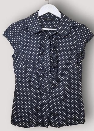 Синяя блуза в белый горошек на пуговицах dorothy perkins, 100% хлопок, eur 40 (uk 12)