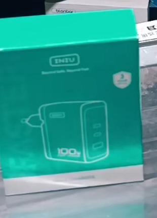 Сетевое зарядное устройство iniu 100w gan usb-c pd 3.0 fast charger (3 порта)