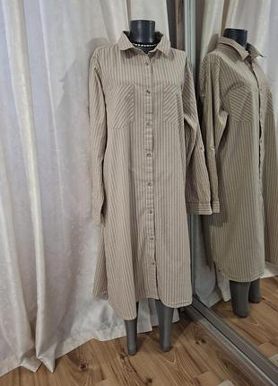 Котонове з кишенями на грудях і розрізами з боків плаття 👗 сорочка