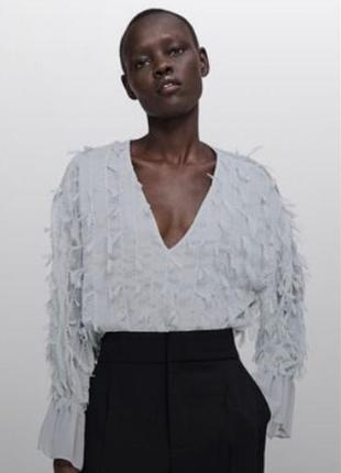 Блуза мʼятного кольру zara