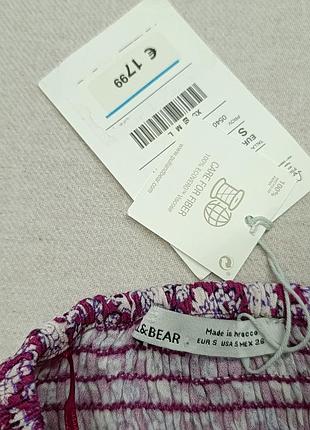 Топ жіночий pull&bear s рожевий з квітковим принтом халтер віскоза новий 6