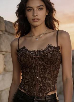 Сексуальний бюстʼєр-камі з мереживними вставками в стилі "western pure desire".