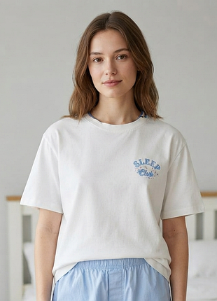 Женская белая пижамная футболка primark с принтом "sleep club", 166 см