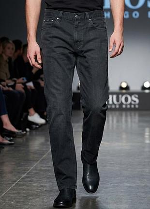 Джинсы мужские hugo boss темно-серые l хлопок
