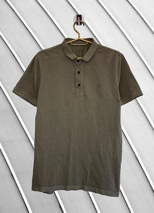 Мужское оливковое поло allsaints m оригинал оллсеинтс хлопковая футболка с воротником хаки оливковое 46 48