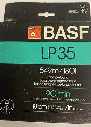 Вінтажна коробка basf lp35 із порожньою пластиковою котушкою (7”, 18 см).
