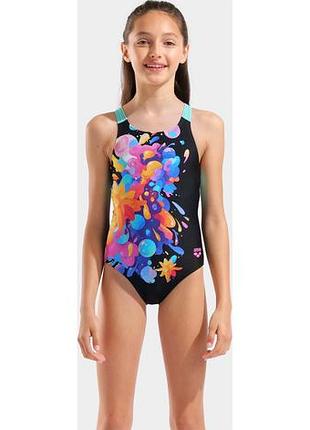 Купальник для дівчаток arena painting swimsuit v back чорний 128 см (010744-580) 010744-580