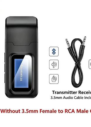 Bluetooth аудіоадаптер 2 в 1 передавач і приймач bt5.0 з lcd-екраном чорний