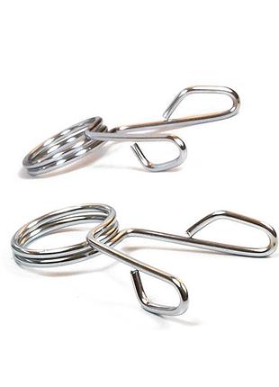 Пружинные замки для олимпийского грифа easyfit silver 50 мм - надежная и быстрая фиксация блинов на штанге (пара)