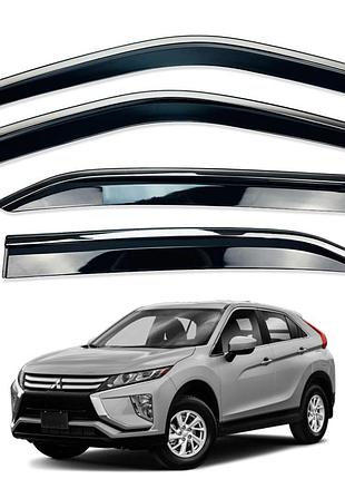 Д/в mitsubishi eclipse cross 2018+ нерж. з хром полоскою (hawk)