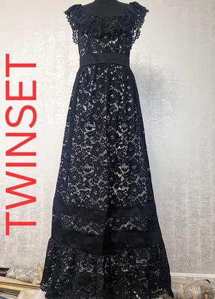 Витончена мереживна сукня twinset з контрастною підкладкою