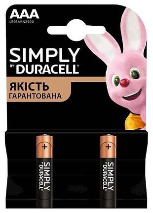 Батарейка щелочная lr03/aaa 2шт (блистер) simply 28296 тм duracell
