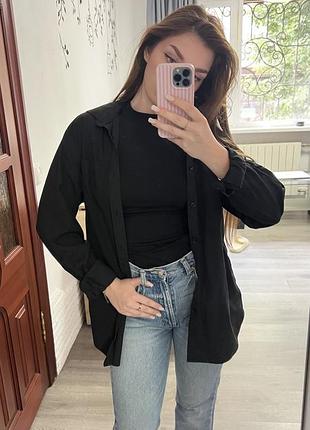 Чорна базова рубашка сорочка