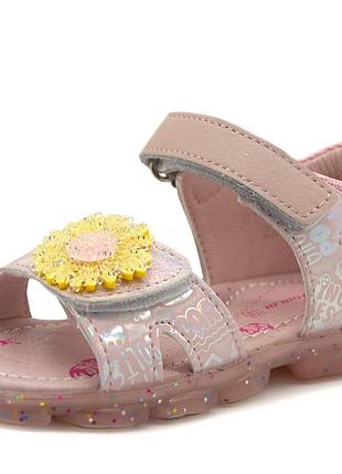 Шкіряні босоніжки з відкритим носком для дівчаток tom.m рожевий (ct9130 pink (22 (14,5 см))