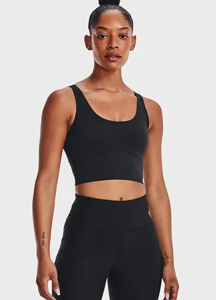 Under armour жіночий чорний топ з чашками meridian fitted crop tank 1373924-001 розмір md