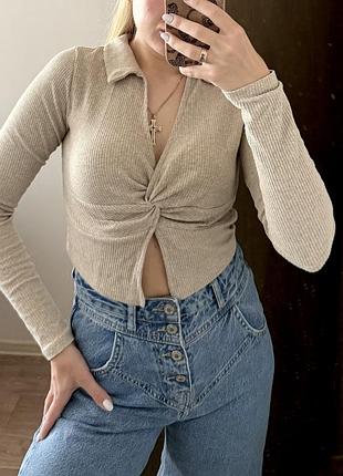 Кофта джемпер топ у рубчик bershka