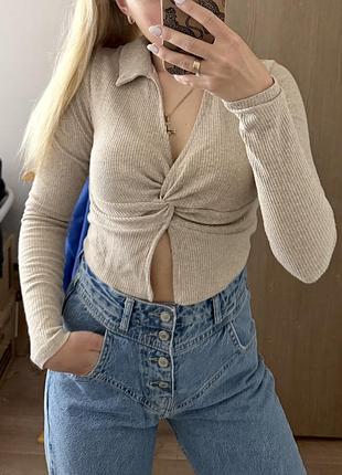 Кофта джемпер топ у рубчик bershka 5
