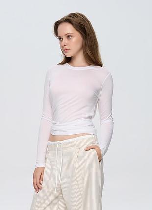 Лонгслив женский из вискозы белый, 4xl