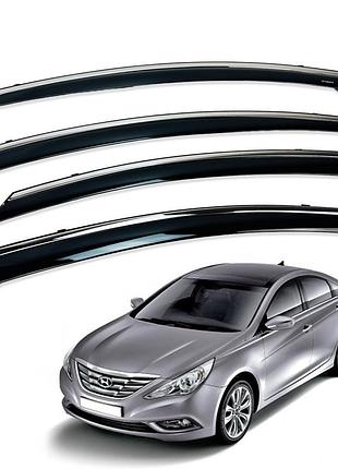Д/в hyundai sonata 2010-2015 нерж. з хром полоскою (defl)