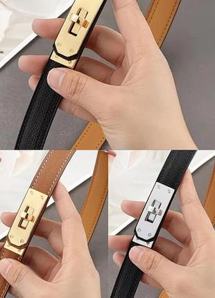 Ремень натуральная кожа коричневый черный пояс хермес hermes золотая серебряная бляшка