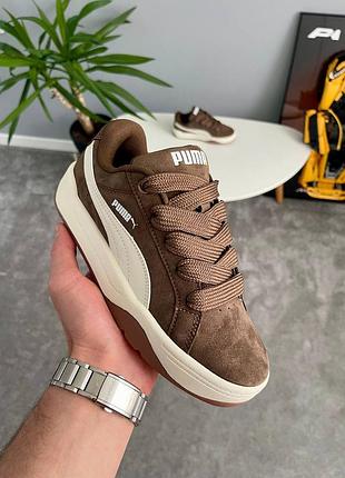 Топові замшеві кеди puma park lifestyle brown