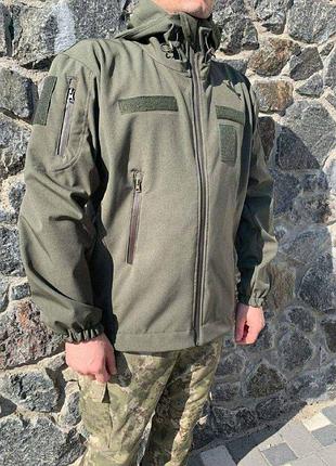 Тактична куртка софтшелл олива демісезонна водонепроникна куртка олива тактичні куртки softshell ag1488