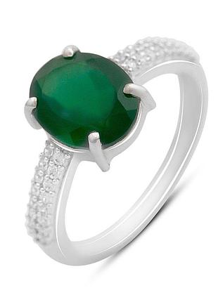 Серебряное кольцо proba с натуральным агатом 2.727ct, фианитами, вес изделия 2,77 гр (2173595) 16.5 размер