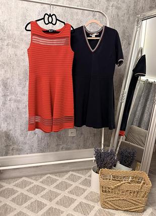 Яскрава коралова сукня french connection з фактурного трикотажу + сукня h&m у подарунок розмір м-л