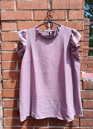 Женская блузка shein curve с воланами / сиреневая блуза без рукавов xl-2xl (0xl)