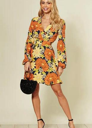 Распродажа платье asos натуральное на запах с пышными рукавами
