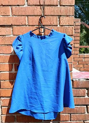 Женская яркая синяя блузка shein curve с воланами / блуза цвета электрик xl-2xl (1xl)