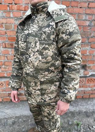 Бушлат пиксель на зимнем меху. куртка зимняя камуфляж. бушлат военный пиксель