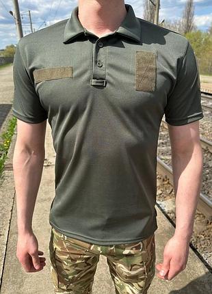 Чоловіче камуфляжне статутне поло олива. тактична футболка олива. літнє поло камуфляж хакі