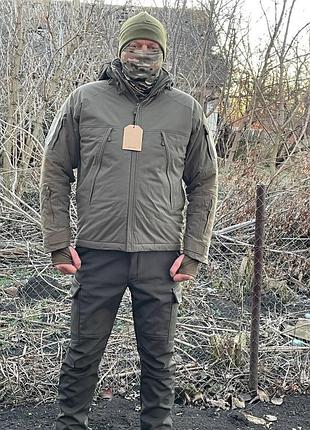 Зимова куртка softshell omni-heat хакі. куртка військова армійська олива 44-58 розмір