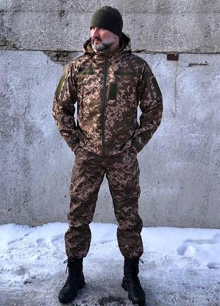 Костюм тактический пиксель soft shell демисезон. тактический армейский костюм пиксель камуфляж