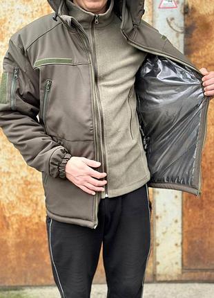 Зимова куртка softshell omni-heat хакі. куртка військова армійська олива 44-58 розмір