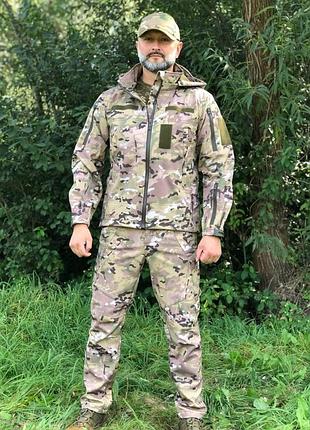 Костюм тактический мультикам soft shell демисезон. костюм военный камуфляж мультикам