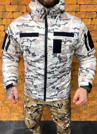 Куртка зимова тактична мультикам біла omni-heat. камуфляжна біла куртка мультикам