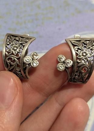 Серебряные винтажные серьги