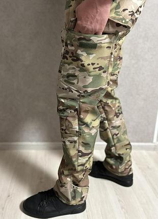 Брюки тактические мультикам "агрессор" soft-shell на флисе 44-58. мужские зимние брюки мультикам